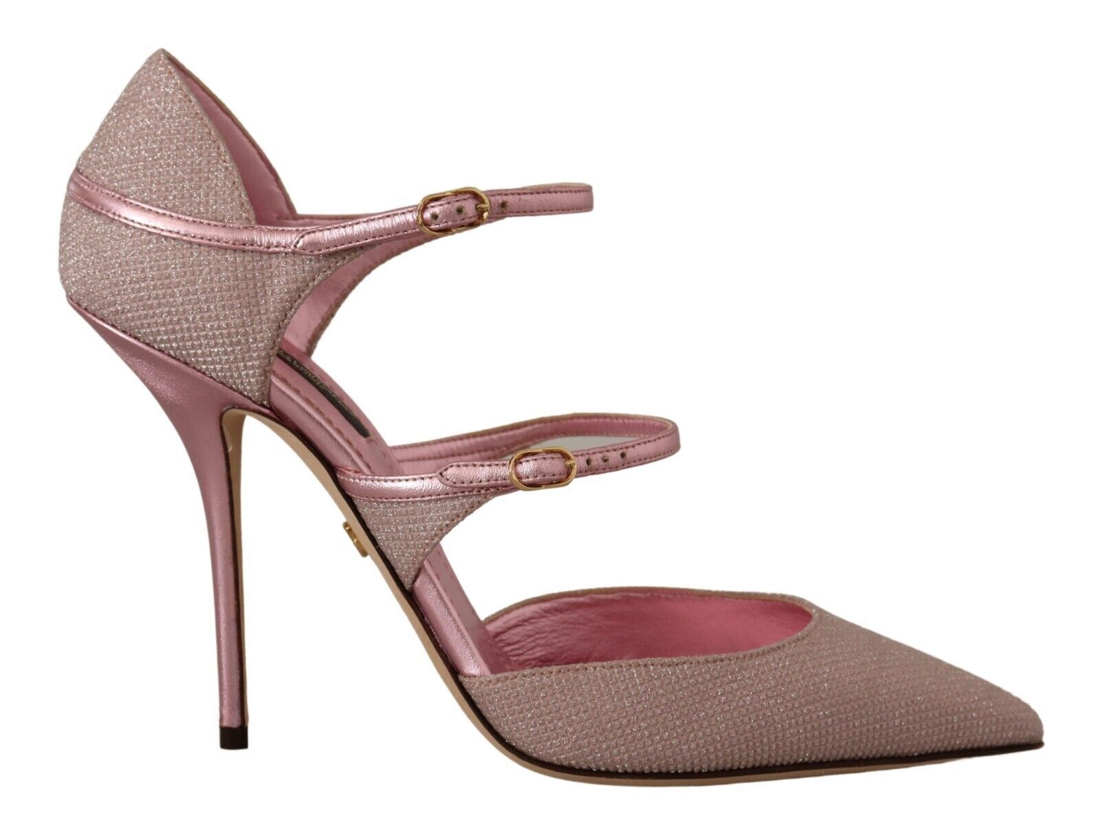Dolce & Gabbana Pink Glittered Strappy Sandals Mary Jane Women's Shoes