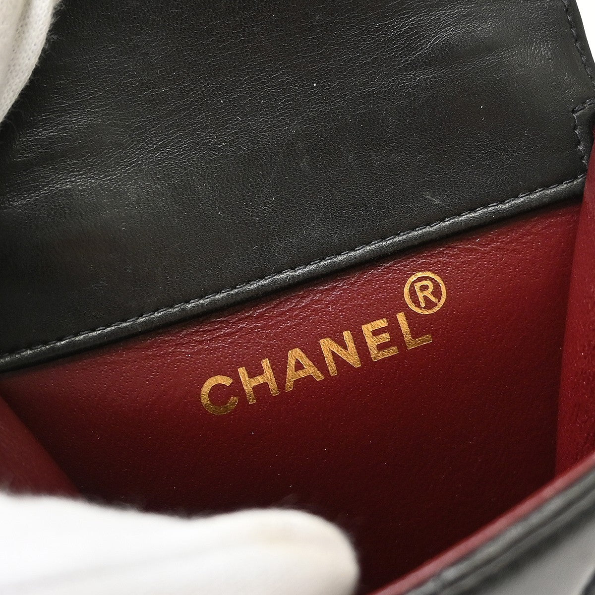 Chanel Vintage Button Waist Bag Quilted Lambskin Black Leather Clutche & Pouche Bag (Pre-Owned)