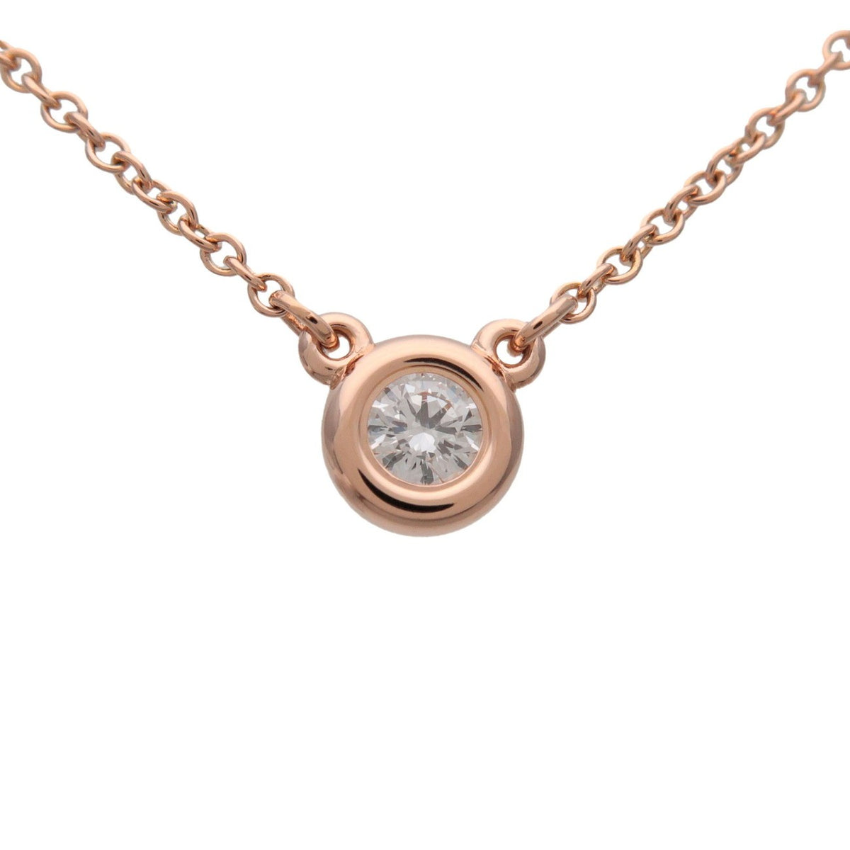 Tiffany & Co. Elsa Peretti Diamonds By The Yard Pendant 18K Rose Gold With Diamond Gold Rose_Gold Necklace Jewelry (Pre-Owned)