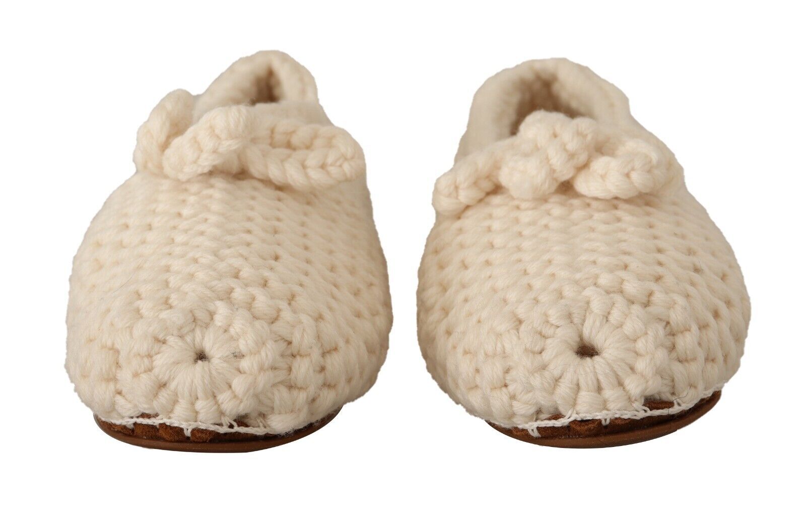 Dolce & Gabbana White Slip On Ballerina Flats Wool Knit Women's Shoes