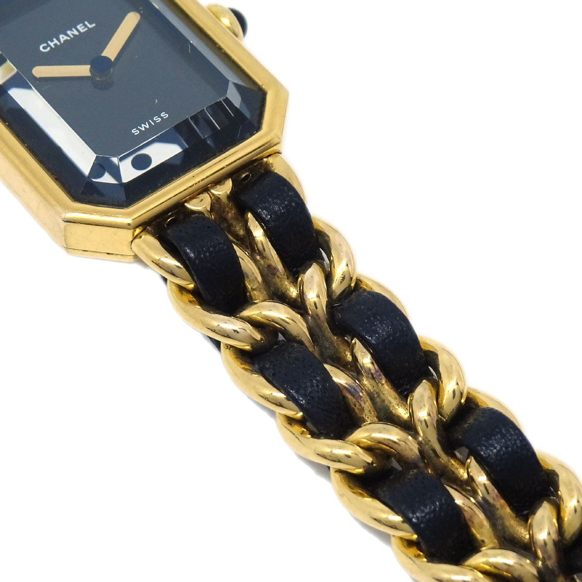 Chanel Premiere Rock Quartz Plated Metal And Leather Watch (Pre-Owned)