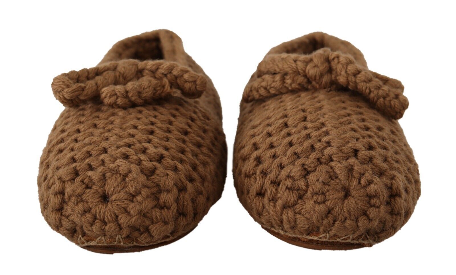 Dolce & Gabbana Brown Slip On Ballerina Flats Wool Knit Women's Shoes