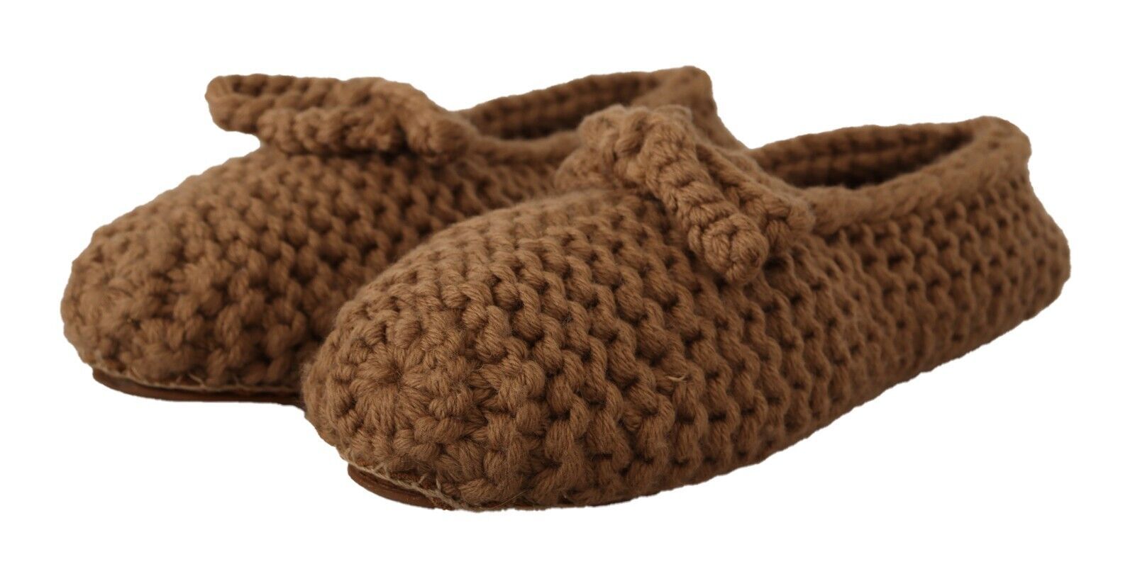 Dolce & Gabbana Brown Slip On Ballerina Flats Wool Knit Women's Shoes