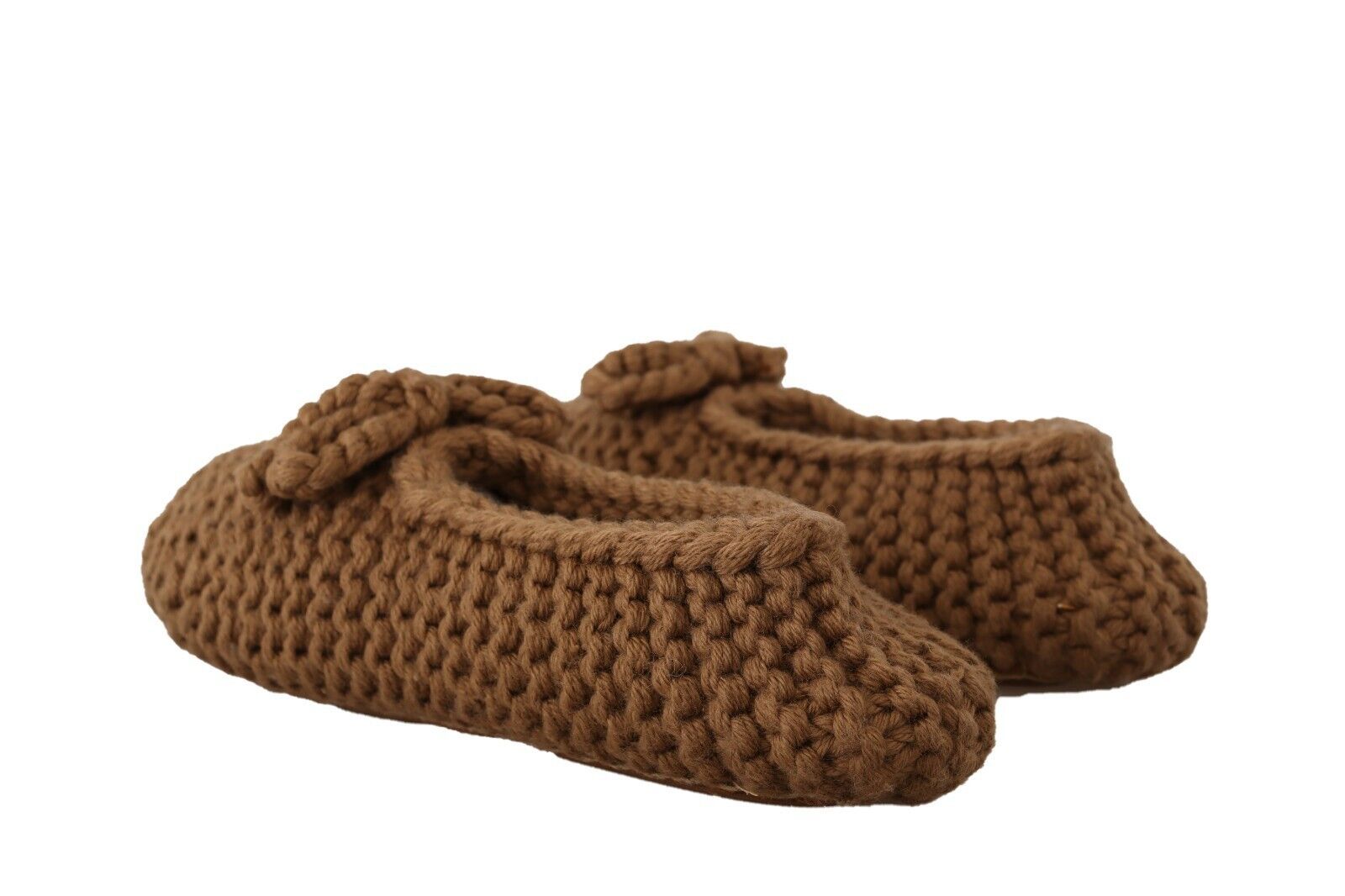 Dolce & Gabbana Brown Slip On Ballerina Flats Wool Knit Women's Shoes