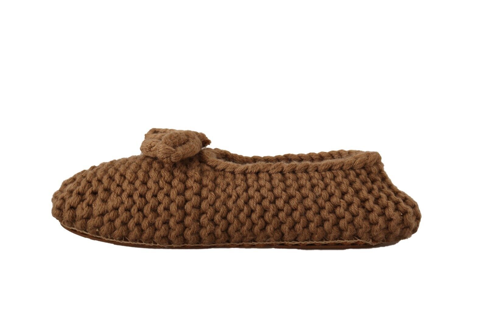 Dolce & Gabbana Brown Slip On Ballerina Flats Wool Knit Women's Shoes