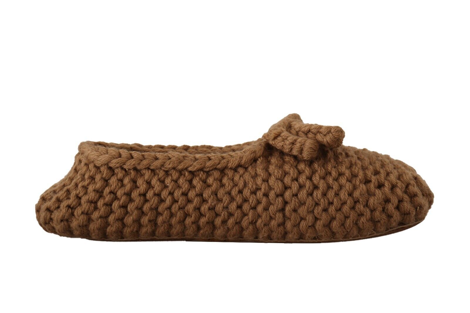 Dolce & Gabbana Brown Slip On Ballerina Flats Wool Knit Women's Shoes