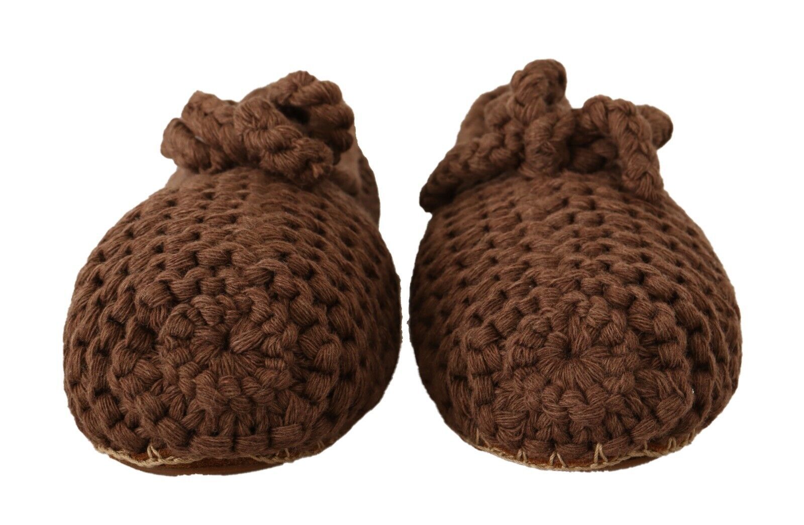 Dolce & Gabbana Brown Slip On Ballerina Flats Wool Knit Women's Shoes