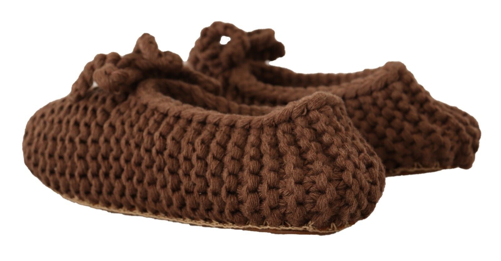 Dolce & Gabbana Brown Slip On Ballerina Flats Wool Knit Women's Shoes