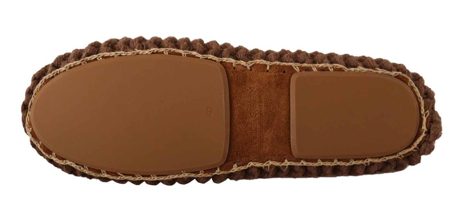 Dolce & Gabbana Brown Slip On Ballerina Flats Wool Knit Women's Shoes