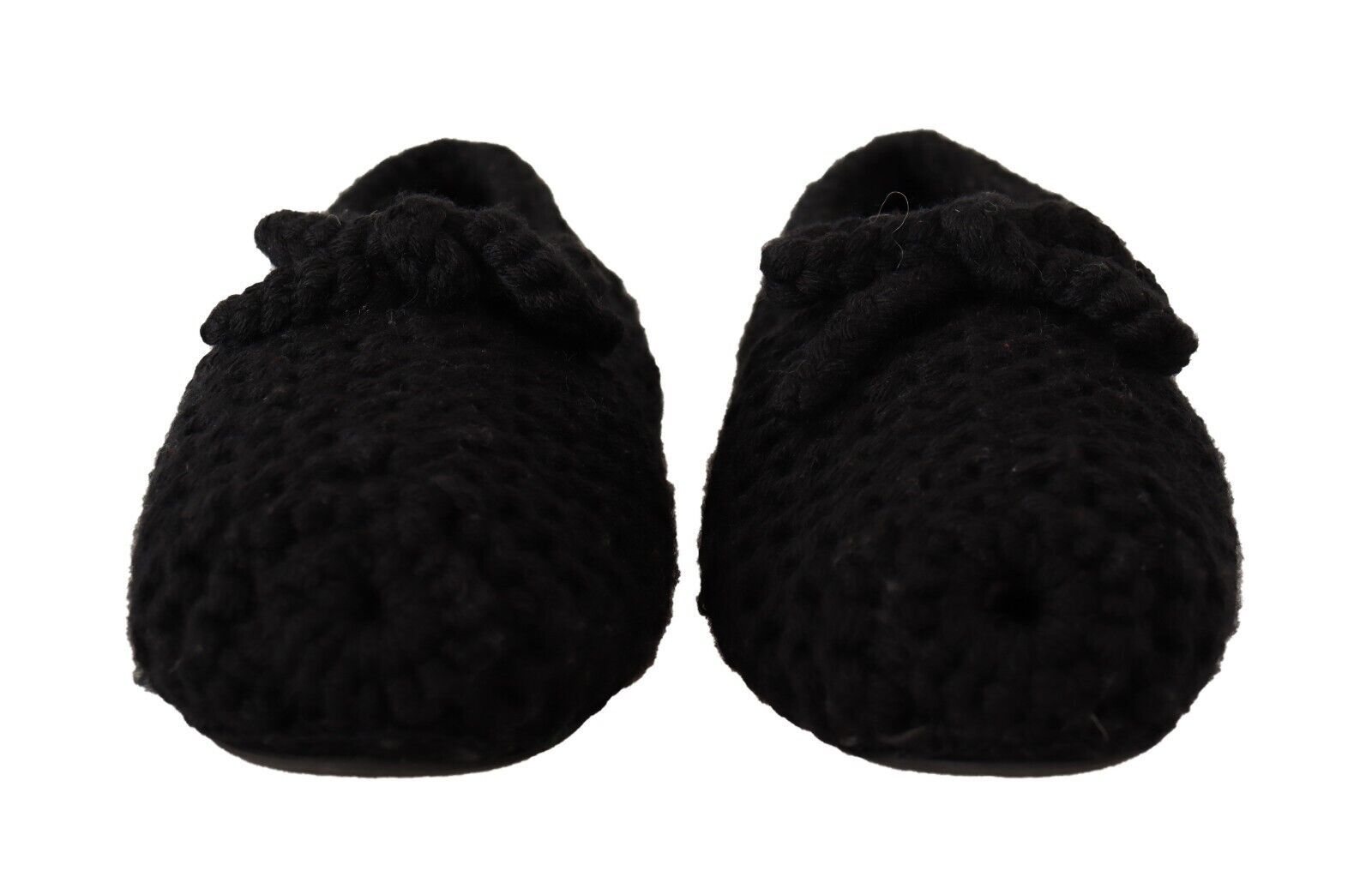 Dolce & Gabbana Black Slip On Ballerina Flats Wool Knit Women's Shoes