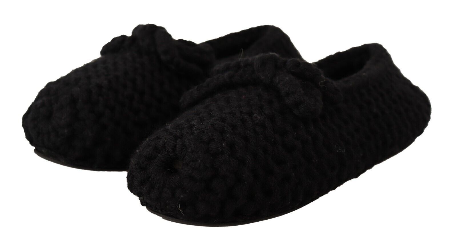 Dolce & Gabbana Black Slip On Ballerina Flats Wool Knit Women's Shoes