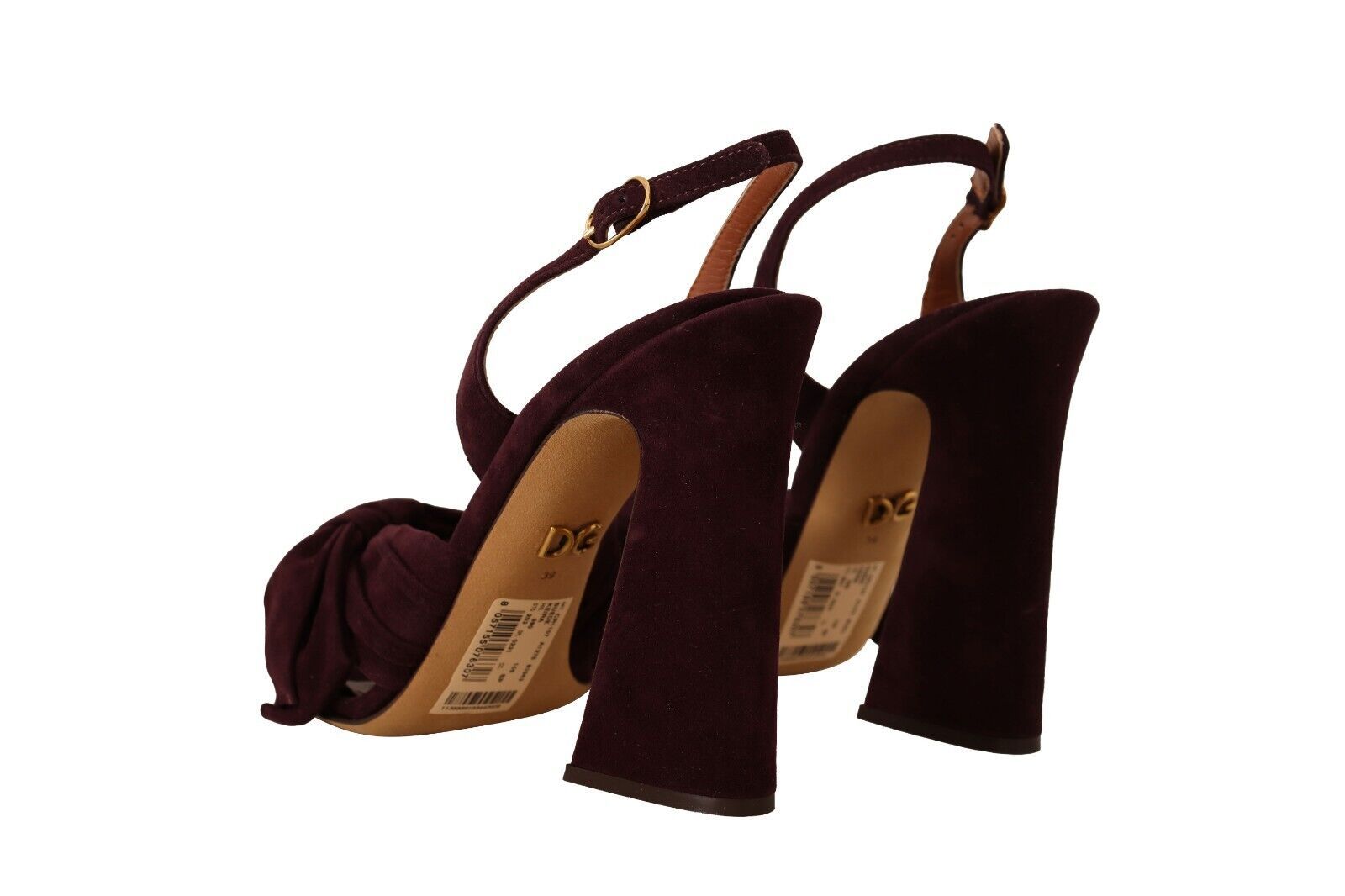Dolce & Gabbana Dark Purple Suede Ankle Strap Sandals Women's Shoes