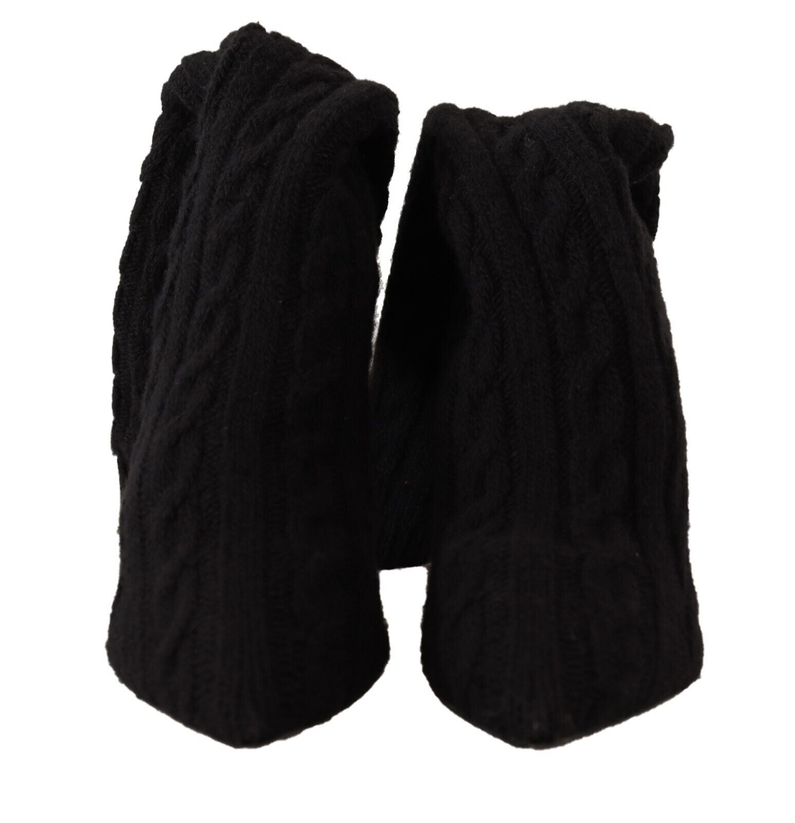 Dolce & Gabbana Black Stretch Socks Knee High Booties Women's Shoes