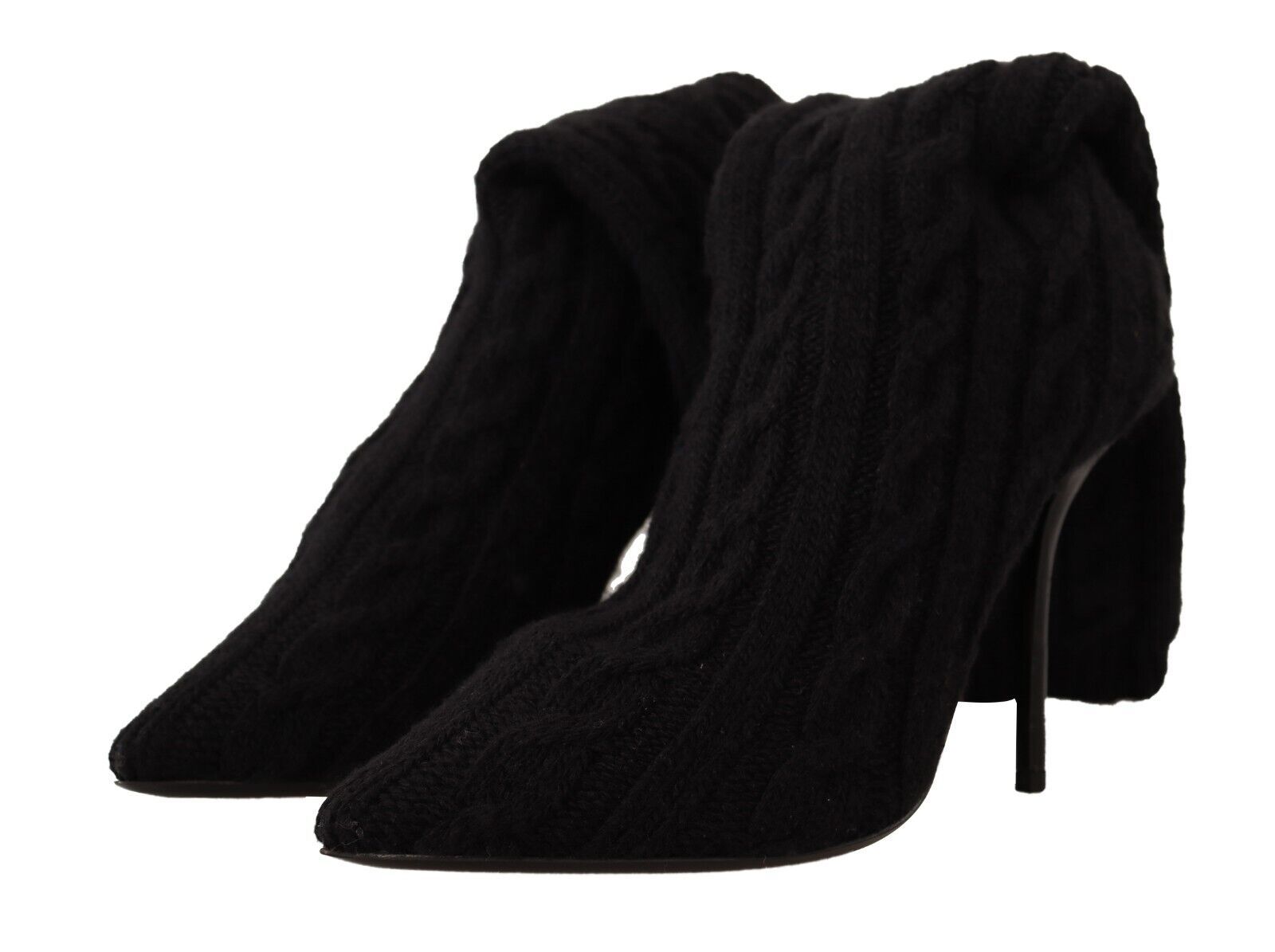 Dolce & Gabbana Black Stretch Socks Knee High Booties Women's Shoes