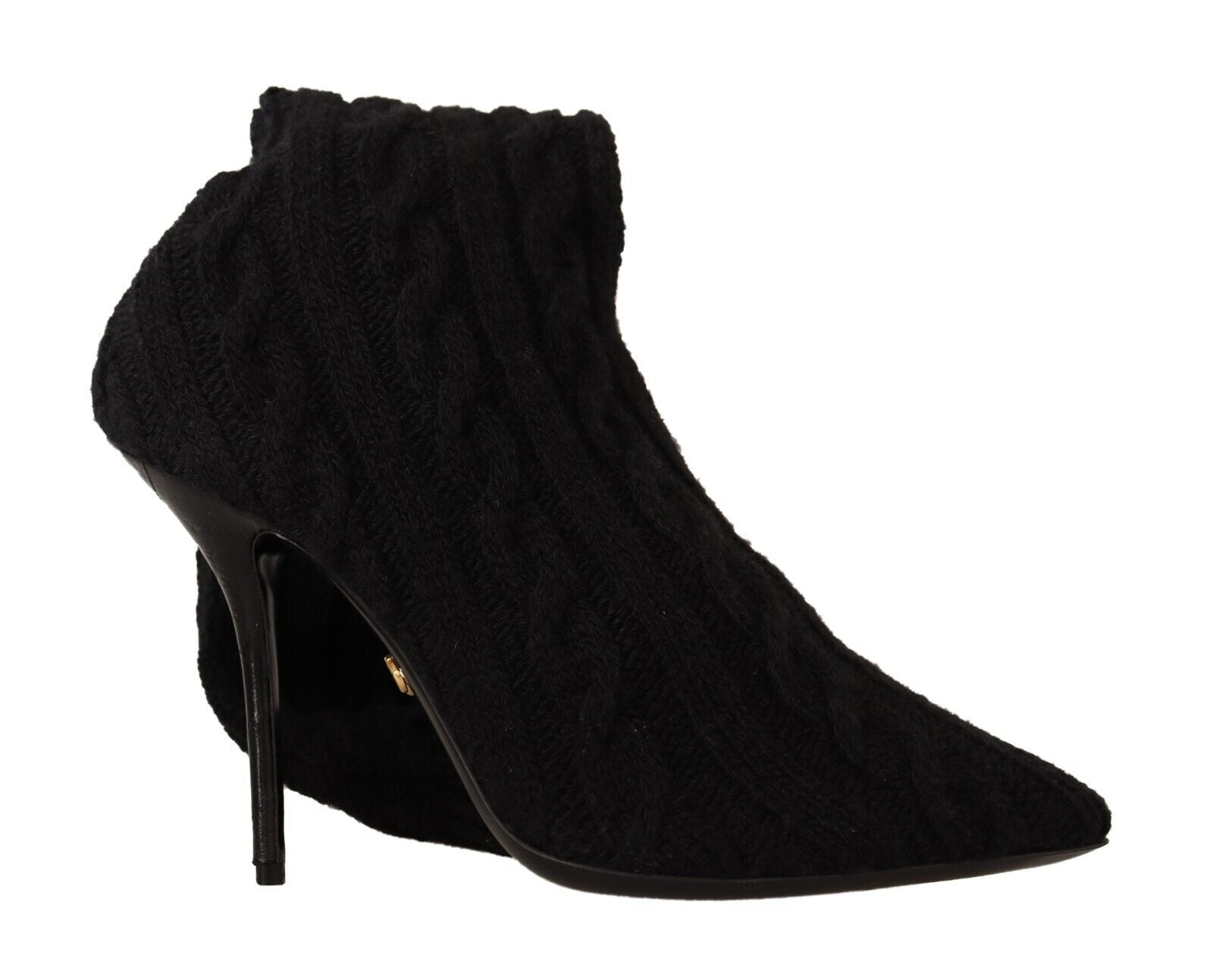 Dolce & Gabbana Black Stretch Socks Knee High Booties Women's Shoes