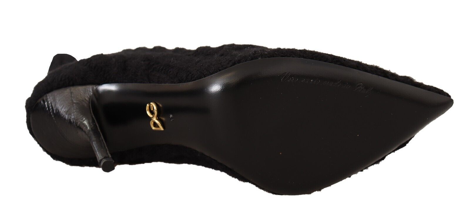 Dolce & Gabbana Black Stretch Socks Knee High Booties Women's Shoes