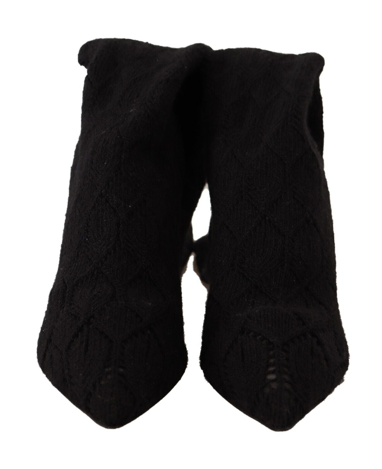 Dolce & Gabbana Black Stretch Socks Knee High Booties Women's Shoes