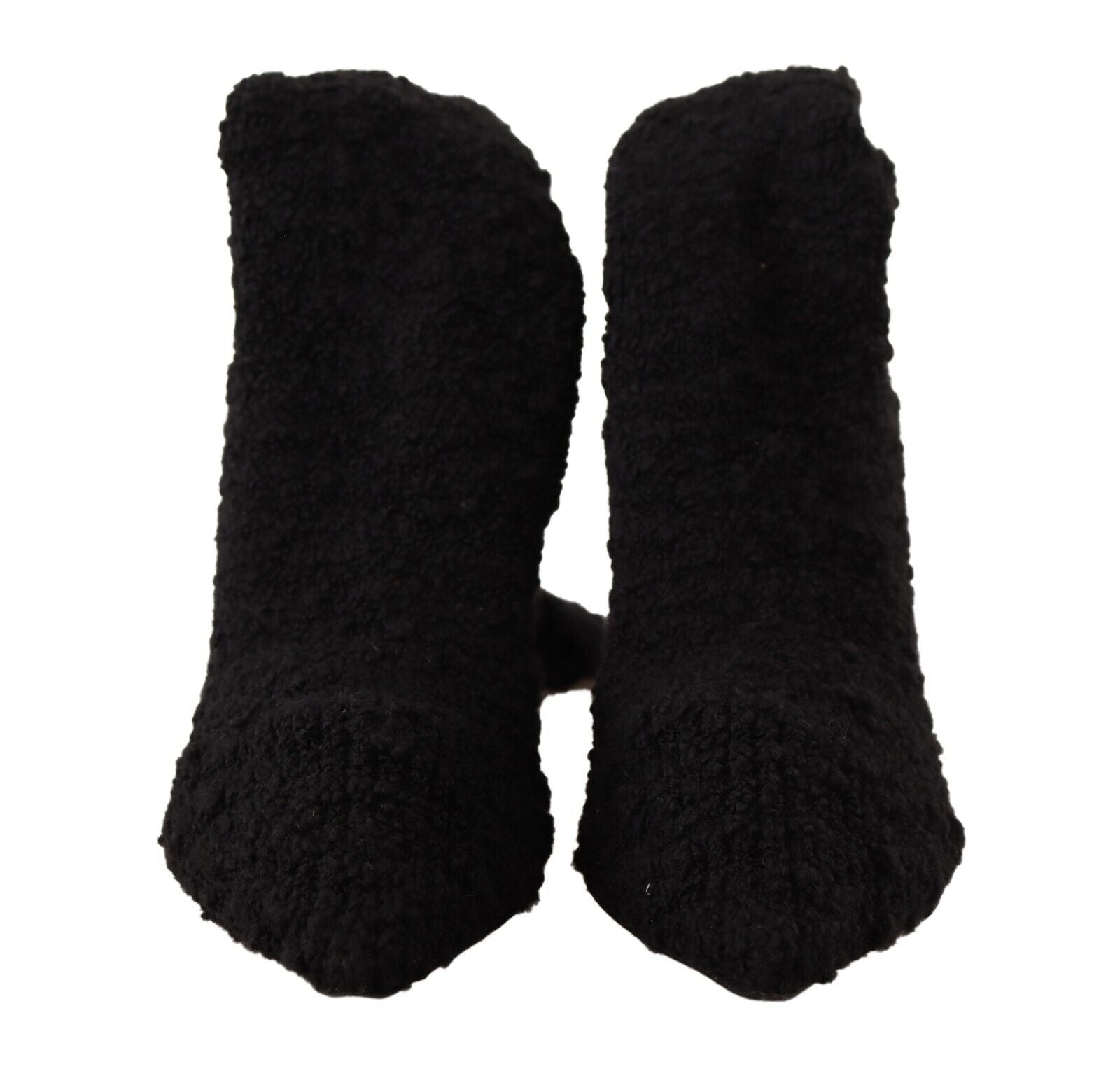 Dolce & Gabbana Black Stretch Socks Knee High Booties Women's Shoes