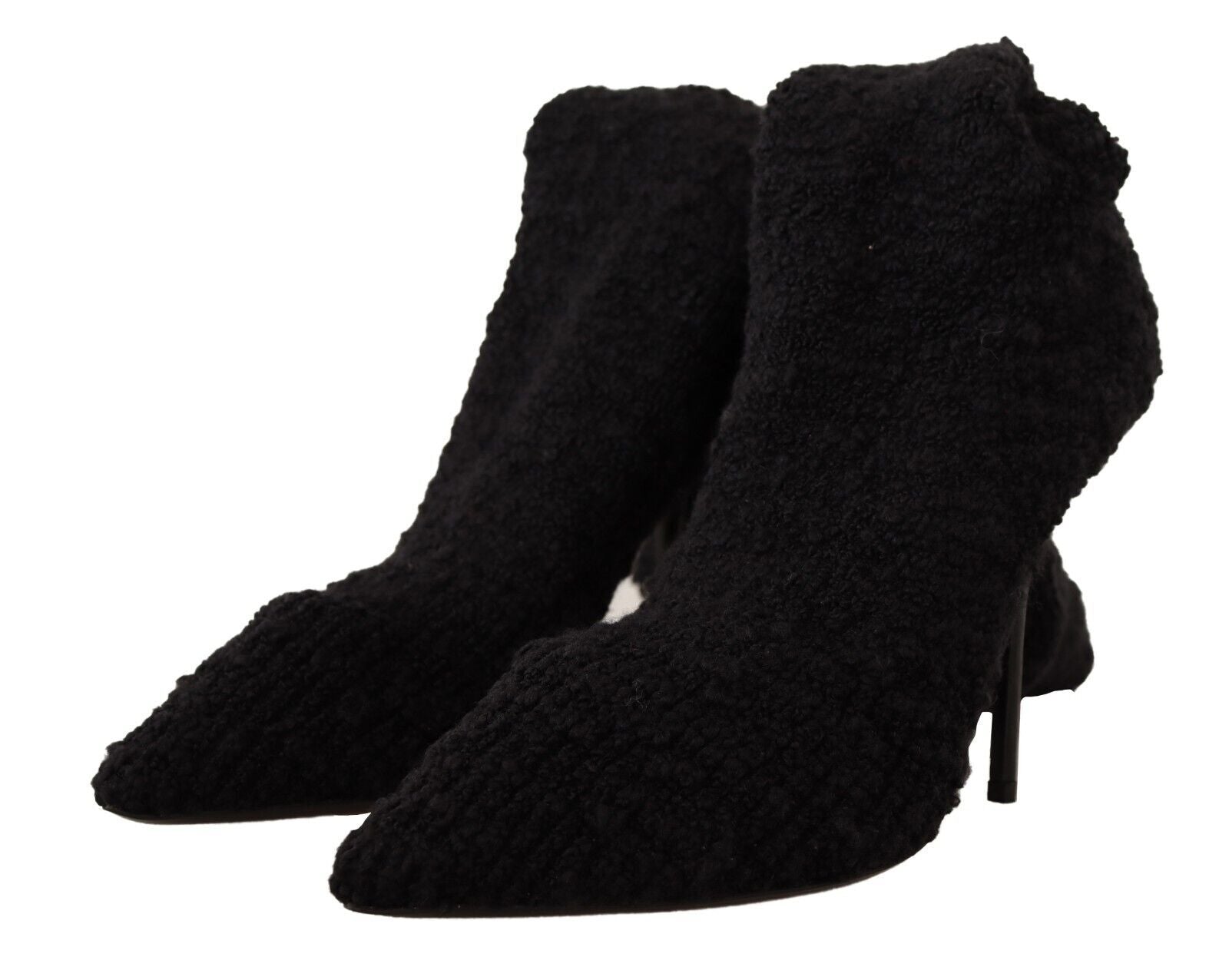 Dolce & Gabbana Black Stretch Socks Knee High Booties Women's Shoes