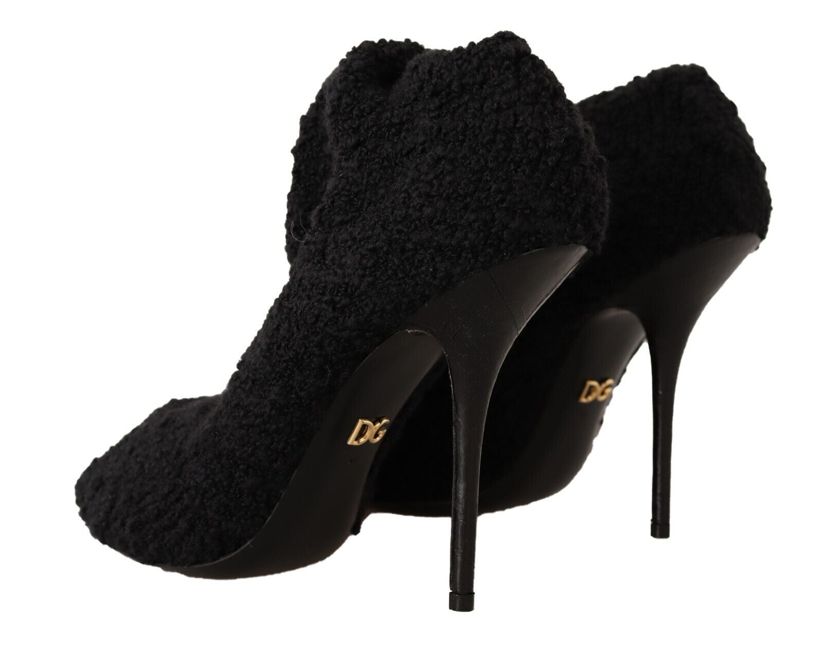 Dolce & Gabbana Black Stretch Socks Knee High Booties Women's Shoes