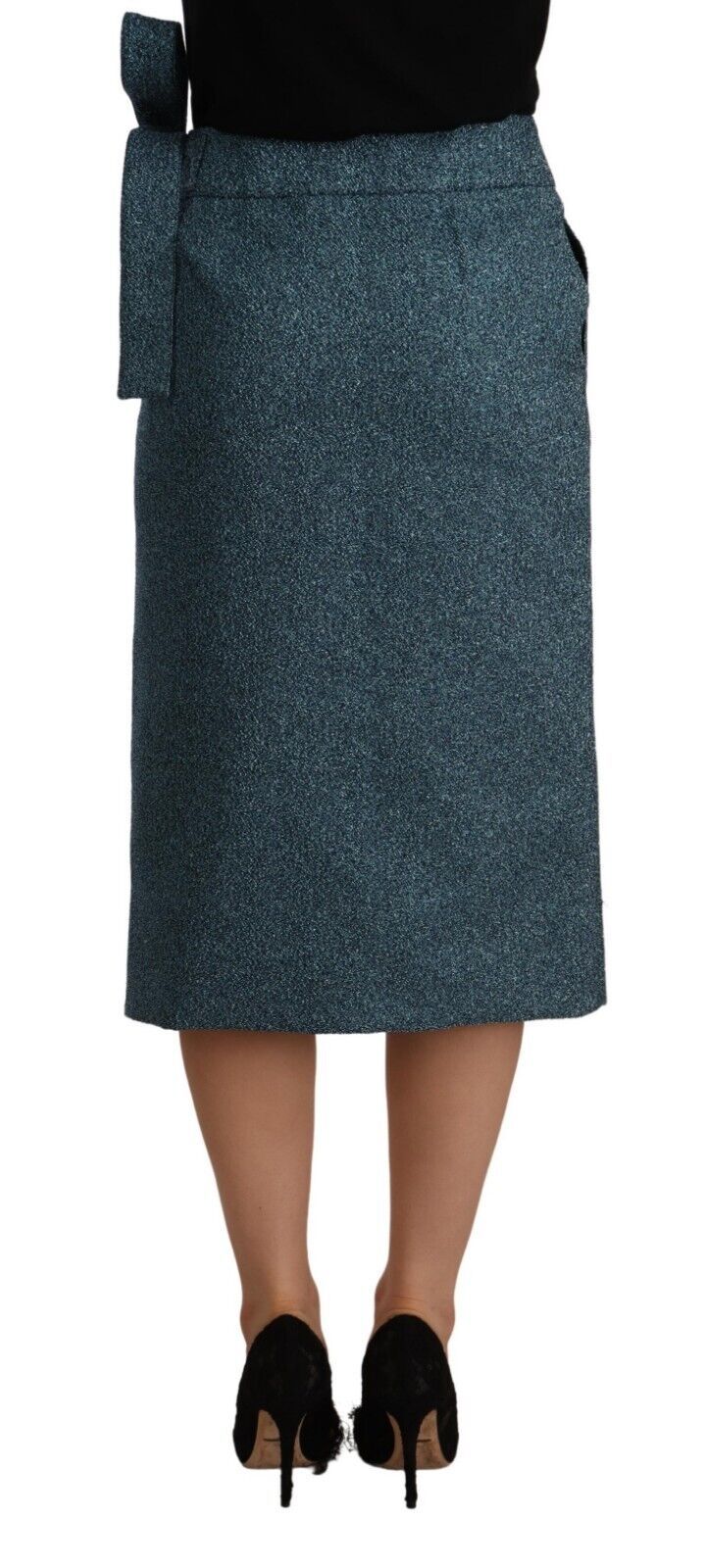 Koonhor Blue High Waist Pencil Straight Wrap Style Women's Skirt