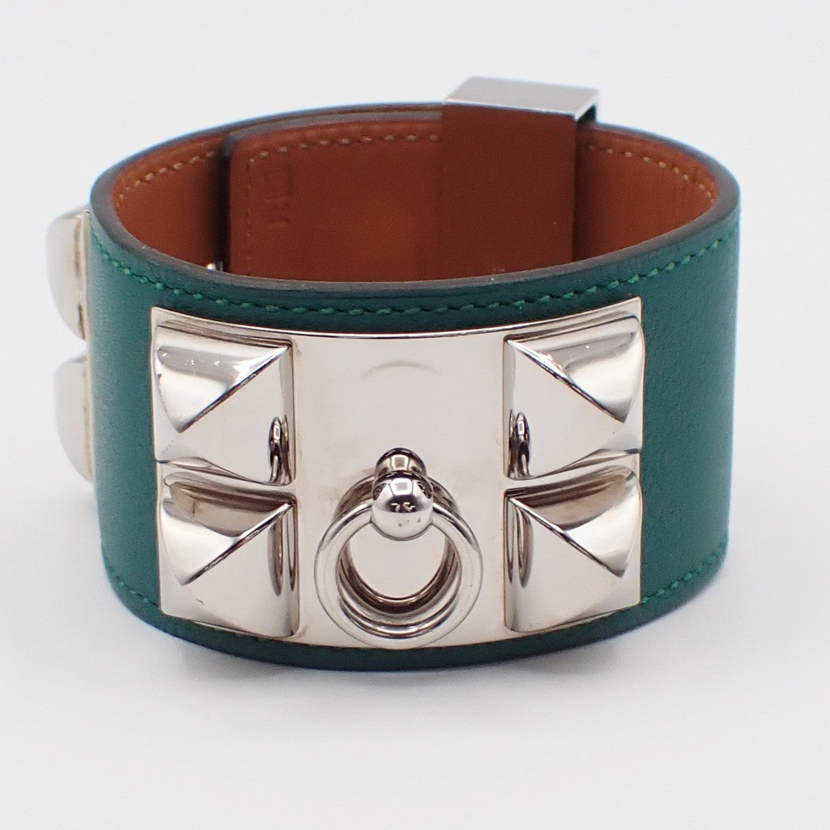 Hermes Collier De Chien Leather Green Leather Bracelet Jewelry (Pre-Owned)