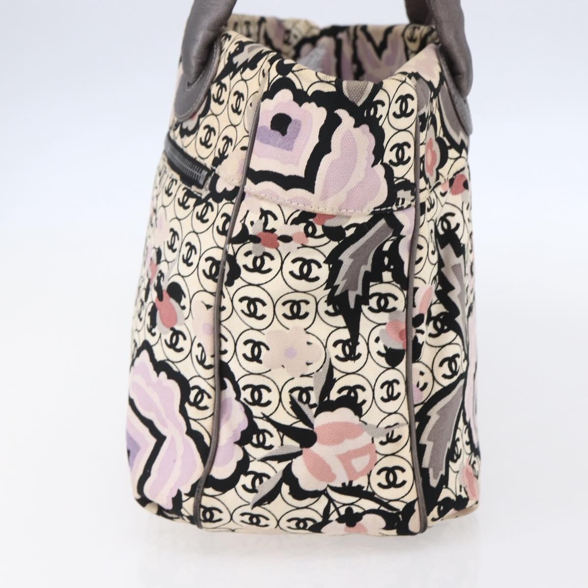 Chanel Vintage Floral Beige Canvas Tote Bag Bag (Pre-Owned)