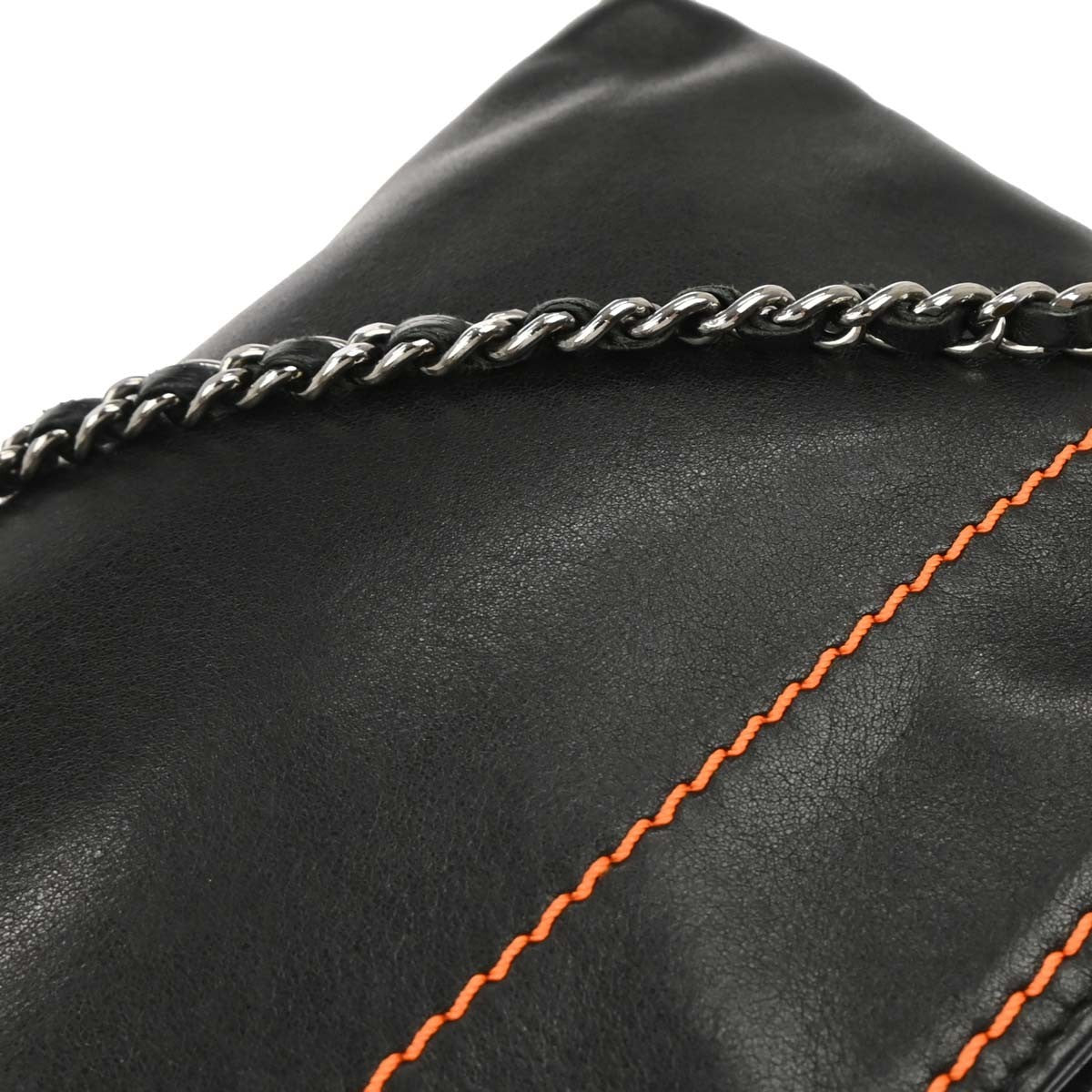 Chanel Lax Pochette Leather Black Leather Clutche & Pouche Bag (Pre-Owned)