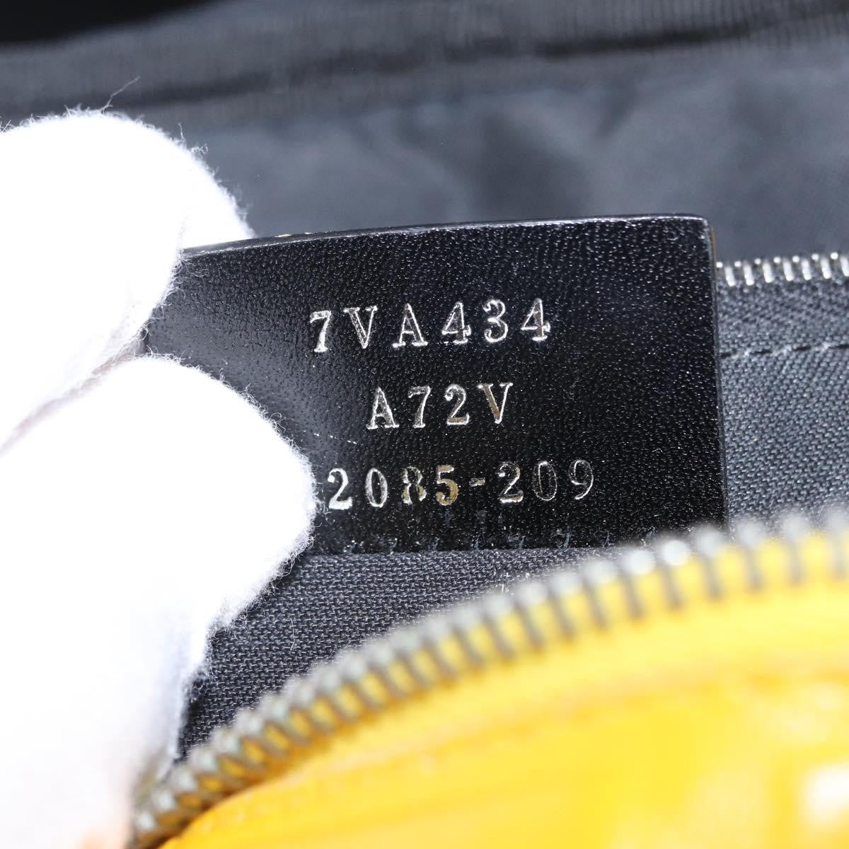 Fendi Zip Waist Zucca Embossed Leather Yellow Canvas Handbag (Pre-Owned)