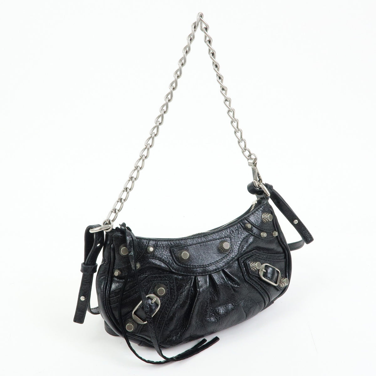 Balenciaga Le Cagole Giant Studs Chain Leather Black Leather Shoulder Bag Bag (Pre-Owned)