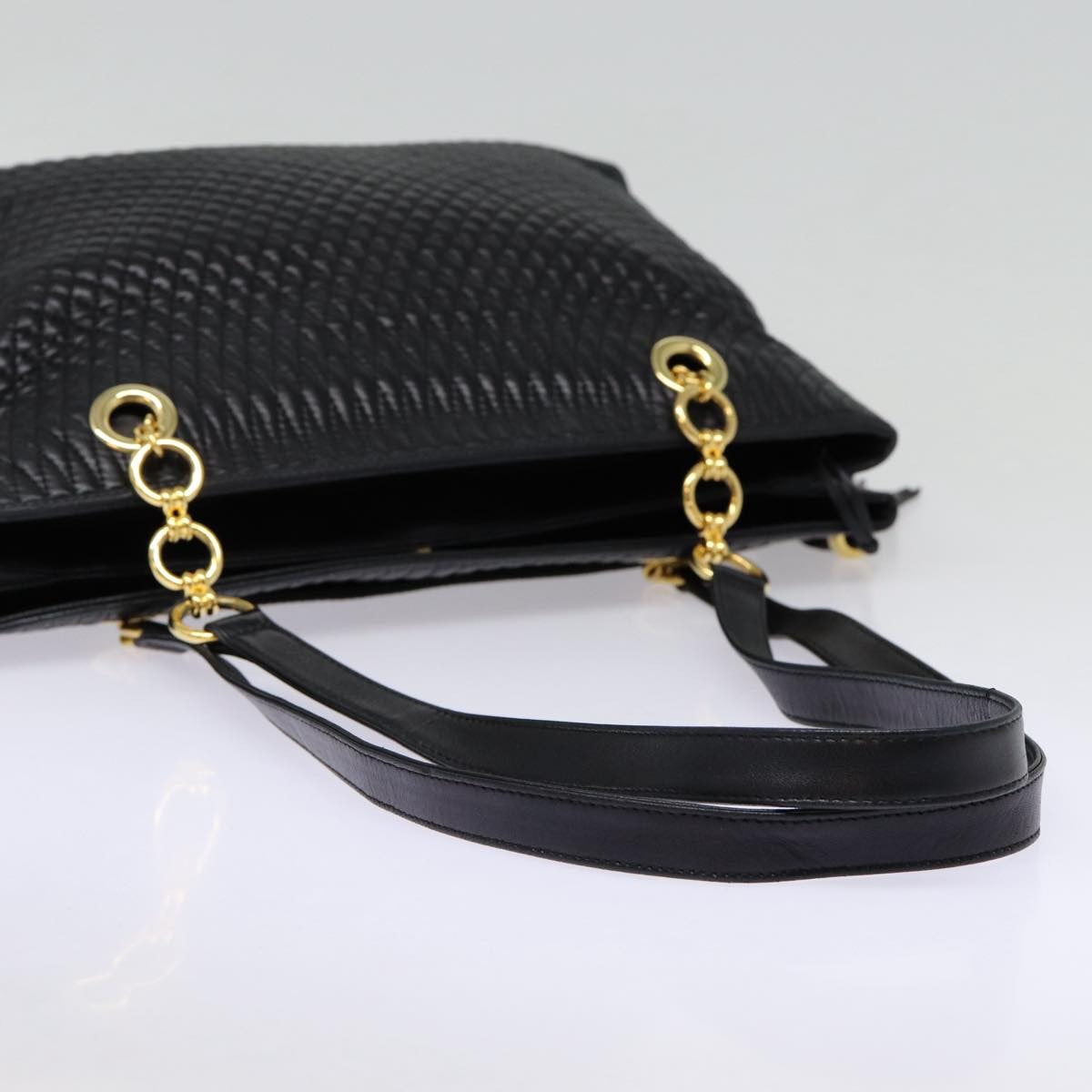 Bally Vintage Quilted Leather Black Leather Tote Bag Bag (Pre-Owned)