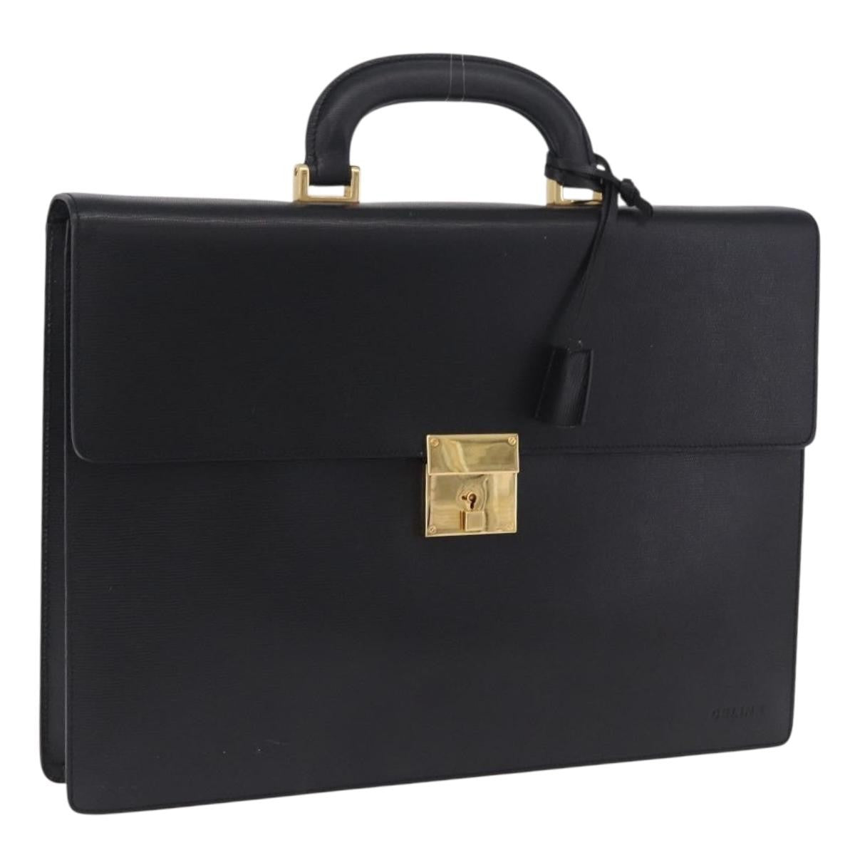 Celine Cartable Business Leather Black Leather Briefcase Bag (Pre-Owned)