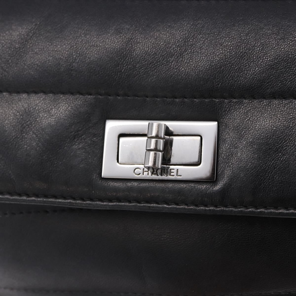 Chanel Vintage Reissue Flap Horizontal Quilt Lambskin Black Leather Shoulder Bag Bag (Pre-Owned)