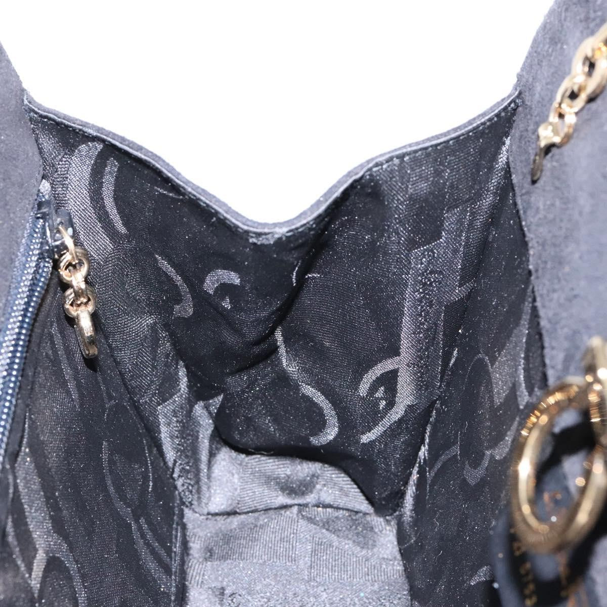 Salvatore Ferragamo Gancini Chain Suede Black Suede Shoulder Bag Bag (Pre-Owned)