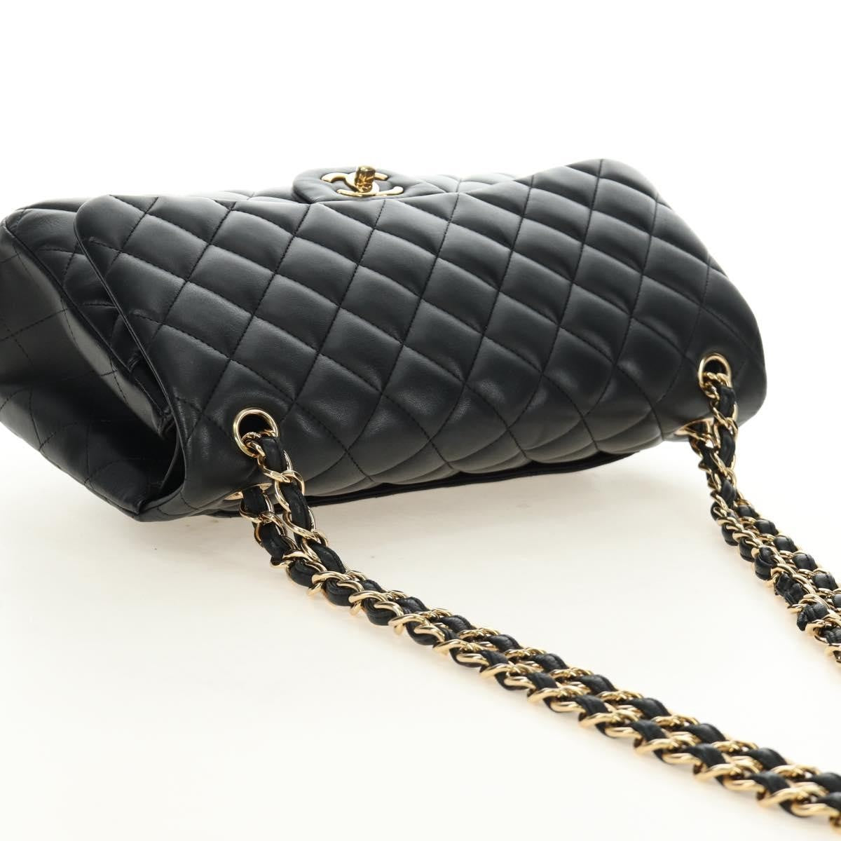 Chanel Timeless - Classic Double Flap Leather Black Leather Handbag (Pre-Owned)