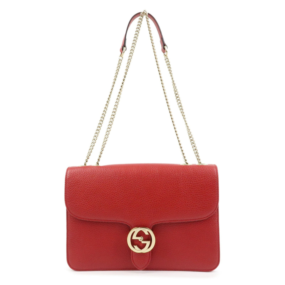 Gucci Interlocking Leather Red Leather Shoulder Bag Bag (Pre-Owned)