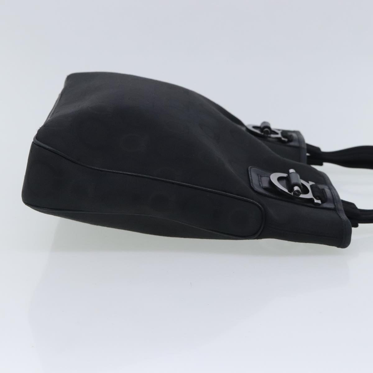 Salvatore Ferragamo Gancini Black Canvas Tote Bag (Pre-Owned)
