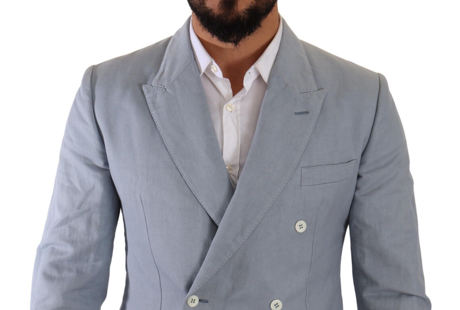 Dolce & Gabbana Blue Cotton Linen Slim Fit Jacket Coat Men's Blazer