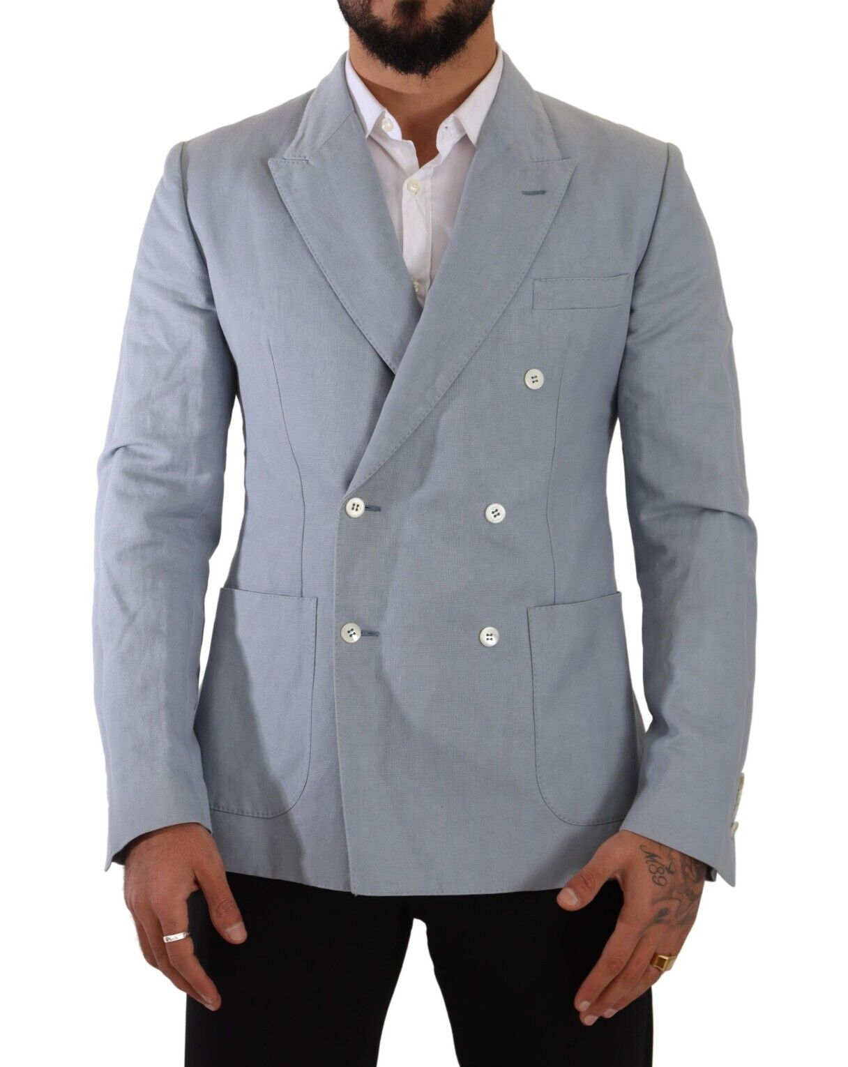 Dolce & Gabbana Elegant Slim Fit Light Blue Double Breasted Men's Blazer