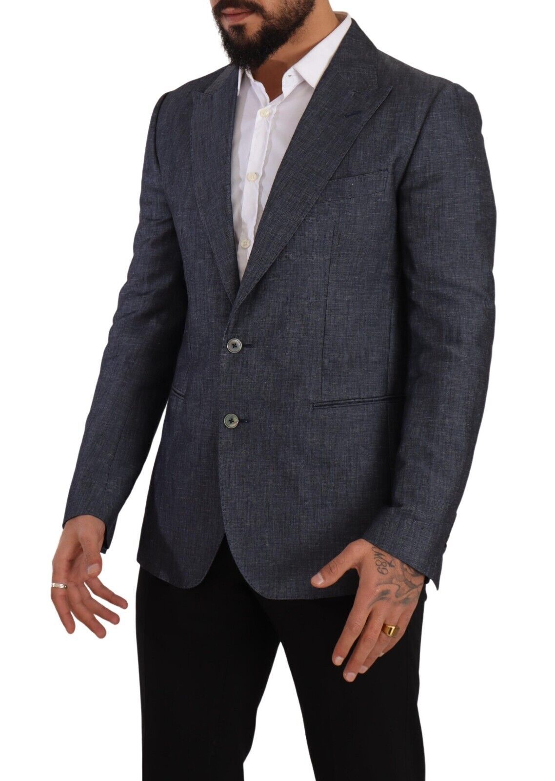 Dolce & Gabbana Blue Linen Cotton Jacket TAORMINA Men's Blazer
