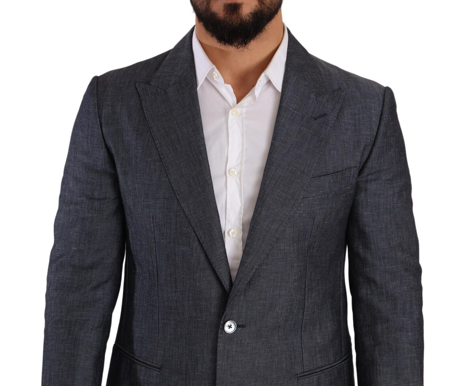 Dolce & Gabbana Blue Linen Cotton Jacket TAORMINA Men's Blazer