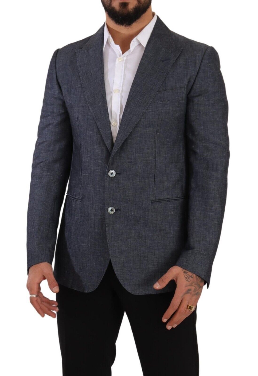 Dolce & Gabbana Blue Linen Cotton Jacket TAORMINA Men's Blazer