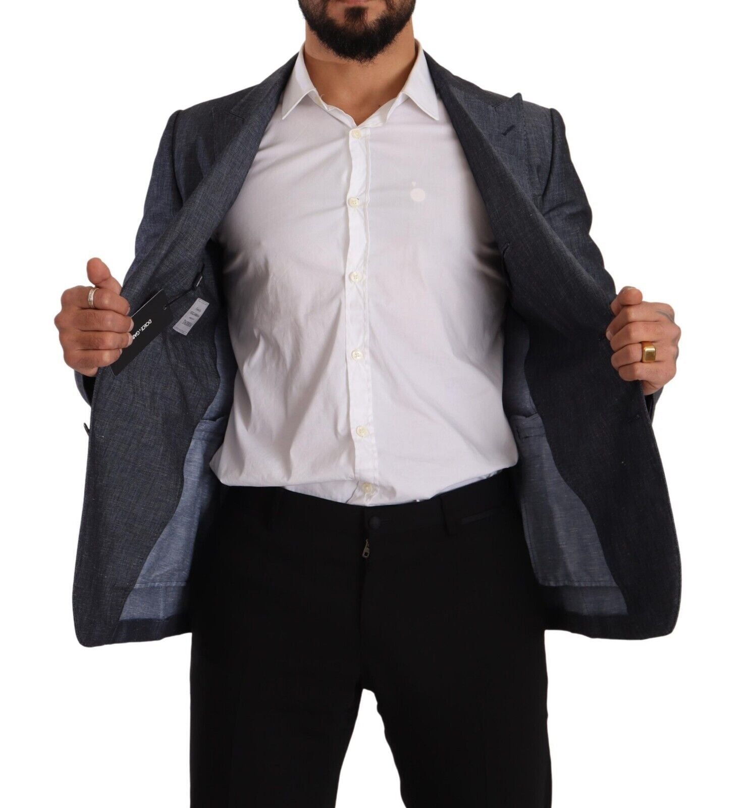 Dolce & Gabbana Blue Linen Cotton Jacket TAORMINA Men's Blazer