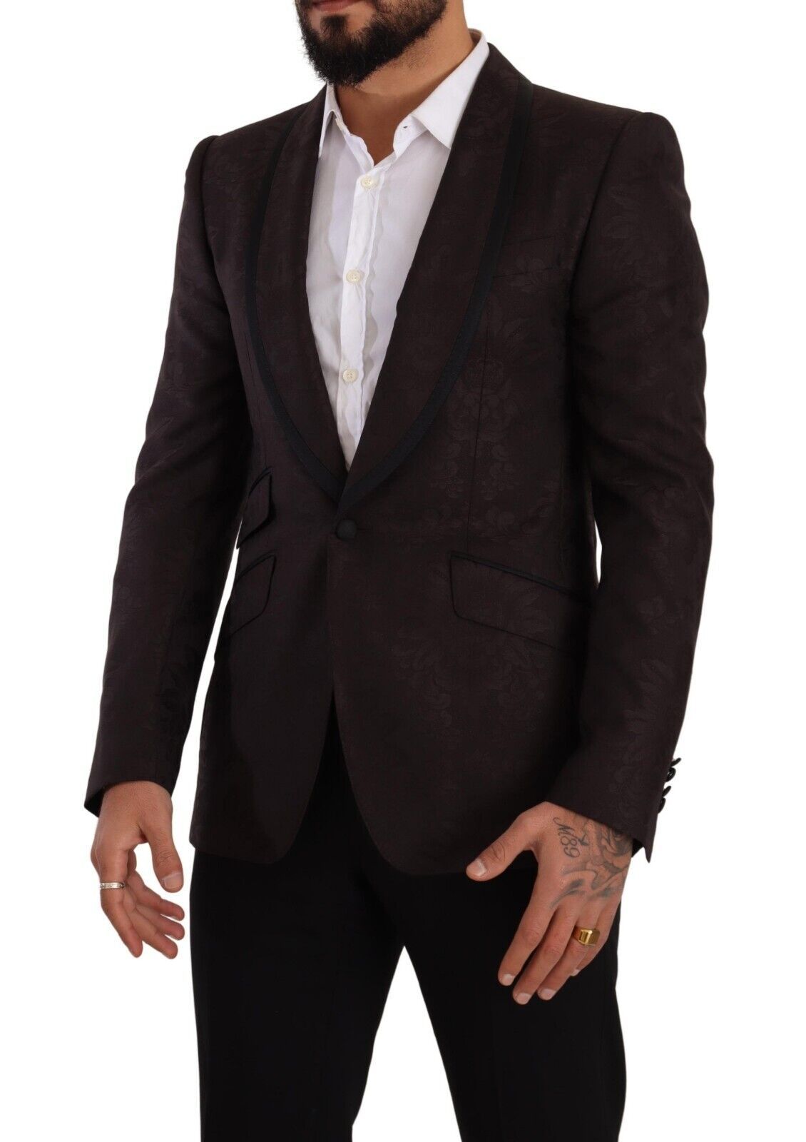 Dolce & Gabbana Purple Jacquard Single Breasted SICILIA Men's Blazer