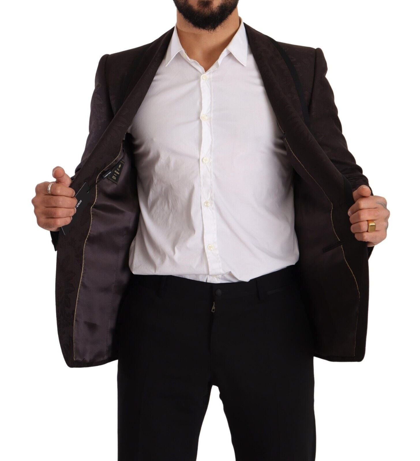 Dolce & Gabbana Purple Jacquard Single Breasted SICILIA Men's Blazer