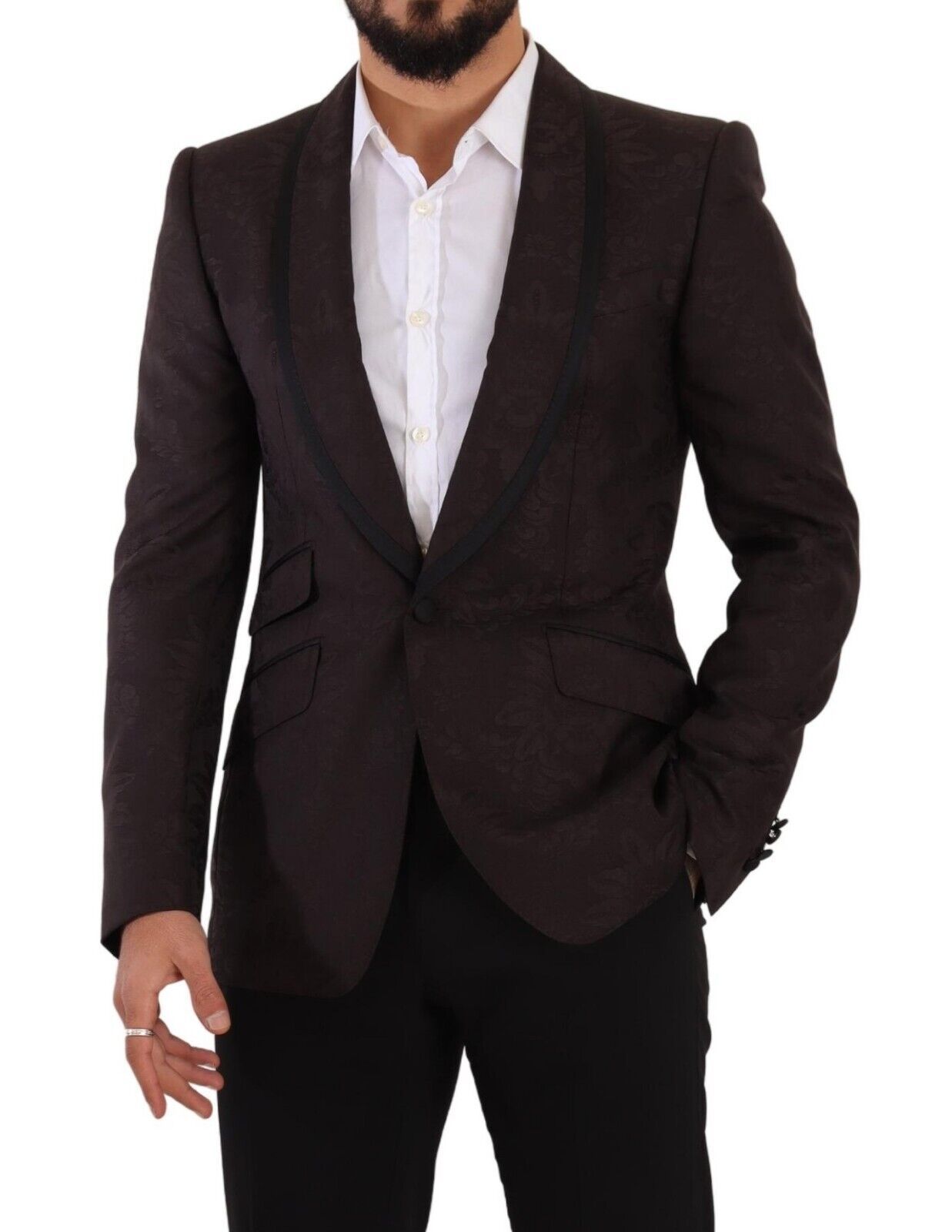Dolce & Gabbana Purple Jacquard Single Breasted SICILIA Men's Blazer
