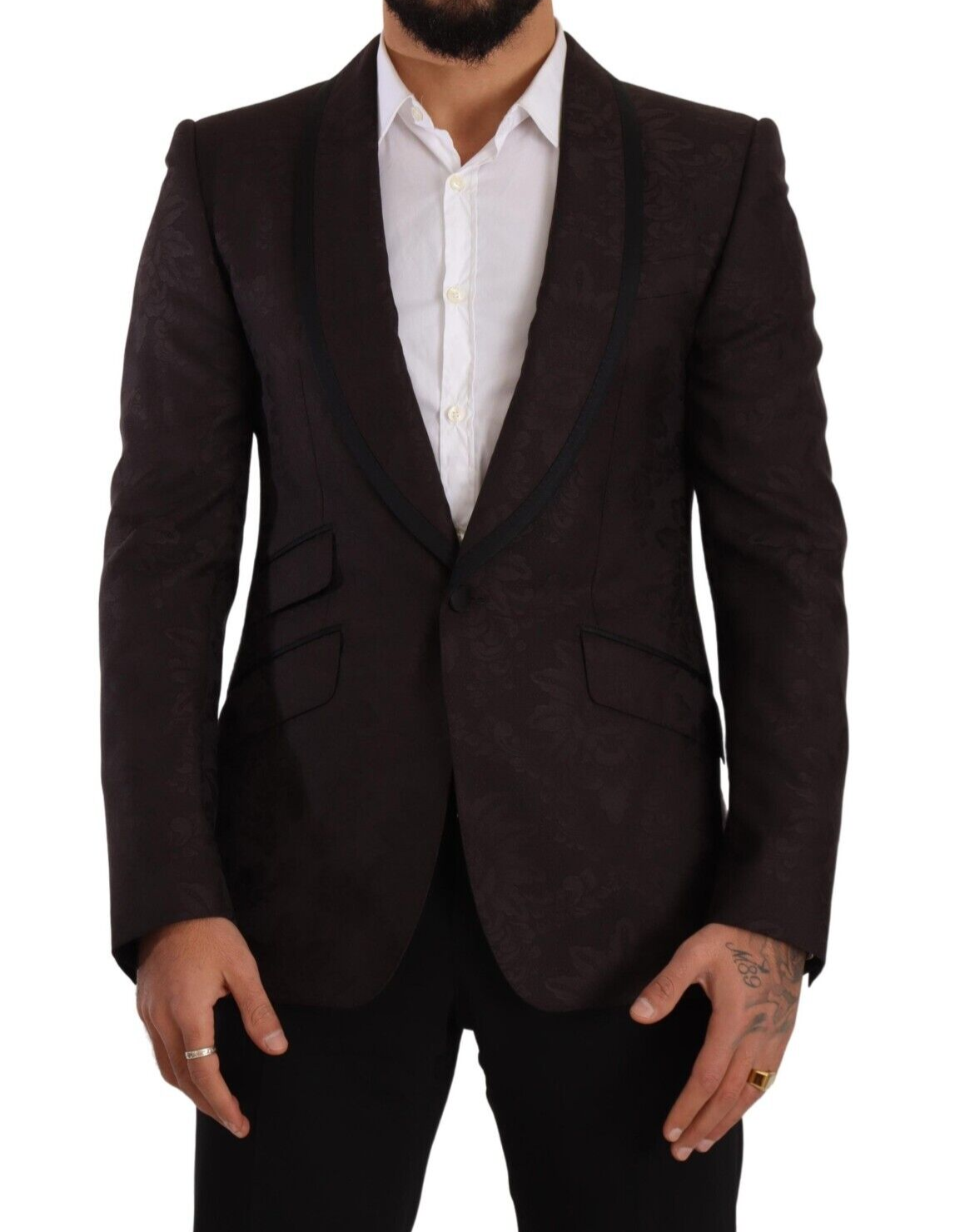 Dolce & Gabbana Purple Jacquard Single Breasted SICILIA Men's Blazer