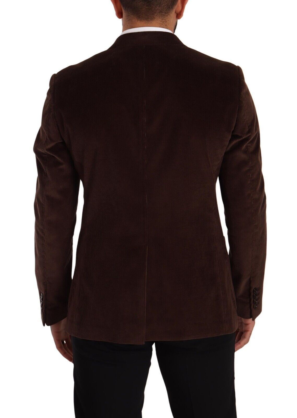 Dolce & Gabbana Brown Corduroy Slim Fit Coat DG Logo Men's Blazer
