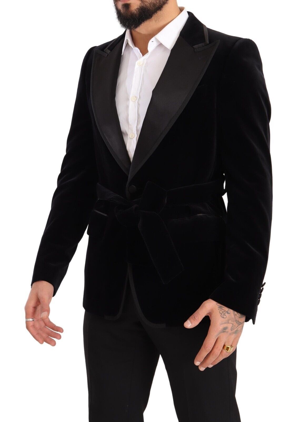 Dolce & Gabbana Black Velvet Single Breasted One Button Men's Blazer