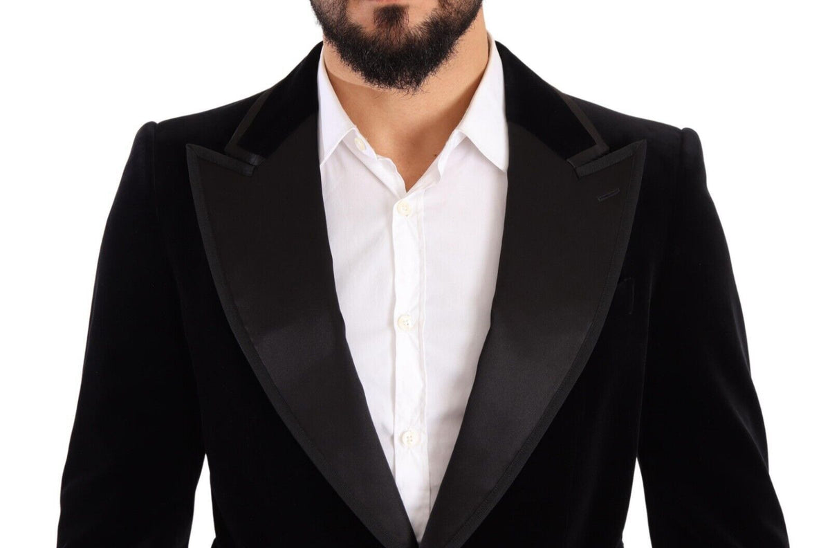 Dolce & Gabbana Black Velvet Single Breasted One Button Men's Blazer